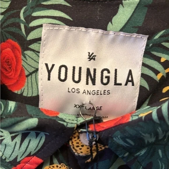 NWT Men’s Youngla Safari Button down Short sleeve casual dress shirt XXL Cheetah - Picture 2 of 4